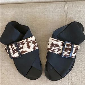 Derek LamOutrageous foot hugging  sandals w/ fur